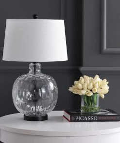 JONATHAN Rae 26.5" Glass/Metal LED Lamp Clear/Black