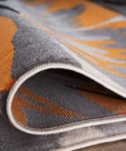 WRG Floral Orange Gray Black Area Rugs All Area Rugs And Runners