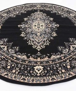 UL Traditional Medallion Black Soft Area Rug