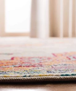 Modern Rugs And Decor Medallion Distressed Soft Area Rug, Light Blue / Fuchsia All Area Rugs And Runners