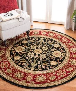 Safavieh Lyndhurst Collection Traditional Oriental Non-Shedding Stain Resistant Living Room Bedroom Soft Area Rug Black / Red All Area Rugs And Runners