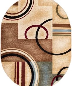 WW Modern Geometric Circles Ivory Multi Soft Area Rugs