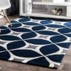 NL Geometric Handmade Navy Ivory Grey Area Rug