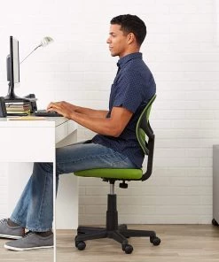 Modern Rugs And Decor Low-Back, Upholstered Mesh, Adjustable, Swivel Computer Office Desk Chair, Black Furniture