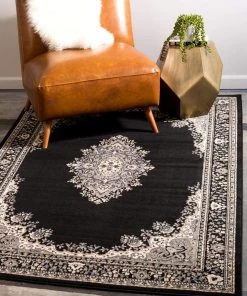UL Traditional Medallion Black Soft Area Rug