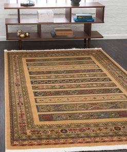 WW Tribal Pattern Tan Navy Blue Soft Area Rug