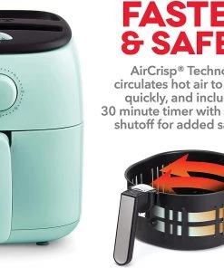 Dash Kitchen 2.6 Qt Air Fryer 1000 Watts, Oven Cooker W/ Temperature Control, Recipe Guide