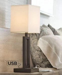 Acuous Dark Bronze Table Lamp With USB Port Lamps