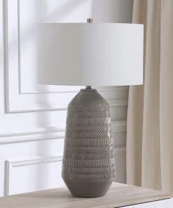 Uttermost Lamps Rewind Soft Gray Glaze Ceramic Table Lamp
