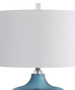 Uttermost Marjorie Frosted Turquoise Fluted Vase Table Lamp Lamps