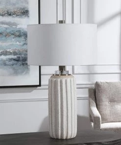 Uttermost Azariah Cream And Beige Crackle Glaze Table Lamp