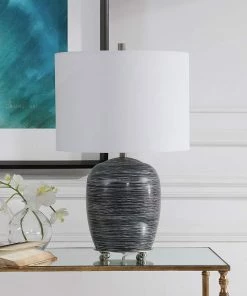 Uttermost Transpose Satin Black Ceramic Accent Table Lamp Lamps