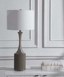 Uttermost Lamps Pitman Ribbed Gray Concrete Table Lamp