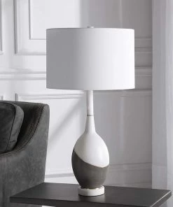 Uttermost Tanali Charcoal And Polished White Table Lamp