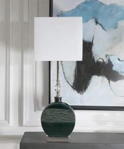 Uttermost Recina Dark Teal Ceramic Buffet Table Lamp Lamps