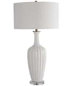 Uttermost Lamps Strauss Gloss White Glaze Ceramic Table Lamp