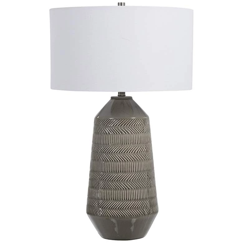 Uttermost Lamps Rewind Soft Gray Glaze Ceramic Table Lamp 4 Uttermost Lamps Rewind Soft Gray Glaze Ceramic Table Lamp