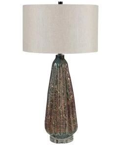 Uttermost Mondrian Light Blue And Rust Art Glass Table Lamp
