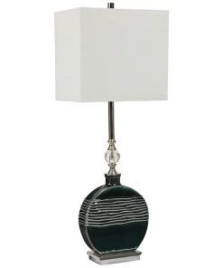 Uttermost Recina Dark Teal Ceramic Buffet Table Lamp Lamps