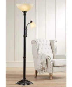 Lamp Plus Garver Bronze Torchiere Floor Lamp With Reader Arm Lamps