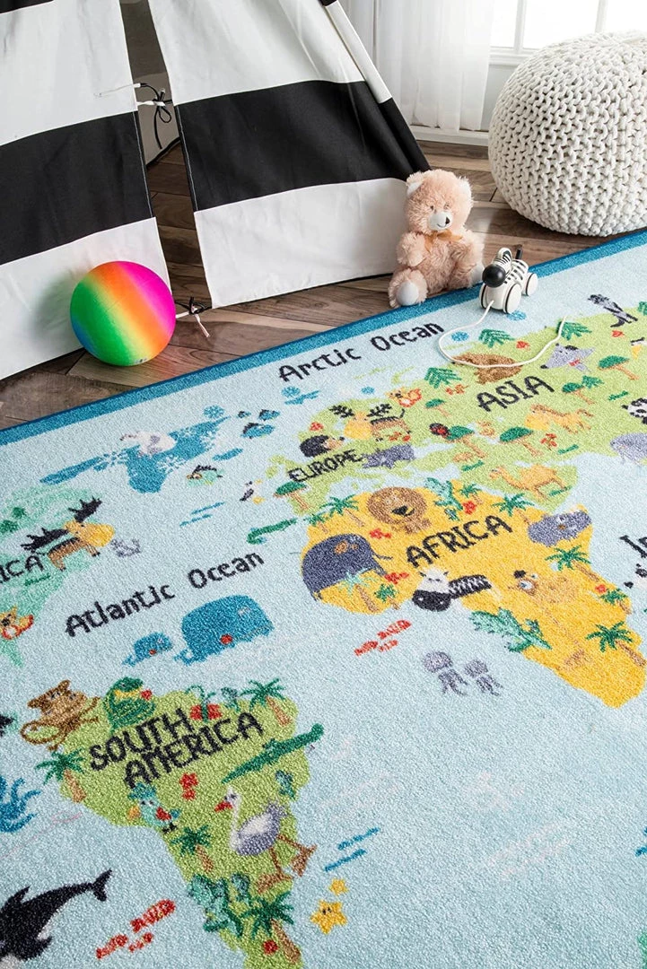 Modern Rugs And Decor All Area Rugs And Runners Animal World Map Kids Area Rug Baby Blue 3 Modern Rugs And Decor All Area Rugs And Runners Animal World Map Kids Area Rug Baby Blue