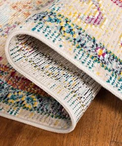 Modern Rugs And Decor Medallion Distressed Soft Area Rug, Light Blue / Fuchsia All Area Rugs And Runners