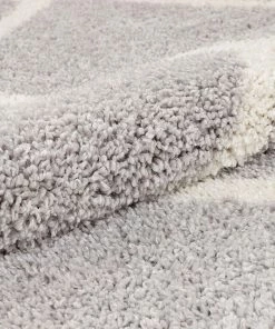 Well Woven Celina Grey Moroccan Shag Diamond Trellis Pattern Area Rug