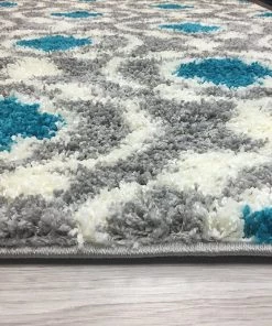 Free Std. Shipping 4-6 Days Gray Turquoise Blue Shag Area Rug