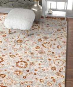 WW Vintage Floral Medallion Gray/Grey Copper Area Rugs All Area Rugs And Runners