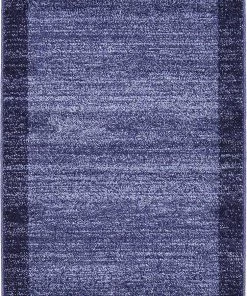 FAS Contemporary Bordered Soft Navy Blue Area Rug