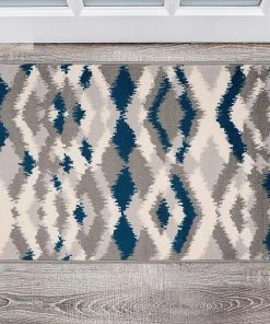 WRG All Area Rugs And Runners Geometric Gray Blue Ivory Area Rug