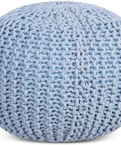 BIRDROCK HOME Round Pouf Foot Stool Ottoman - Knit Bean Bag Floor Chair - Cotton Braided Cord - Great For The Living Room, Bedroom And Kids Room - Small Furniture 23 BIRDROCK HOME Round Pouf Foot Stool Ottoman - Knit Bean Bag Floor Chair - Cotton Braided Cord - Great For The Living Room, Bedroom And Kids Room - Small Furniture