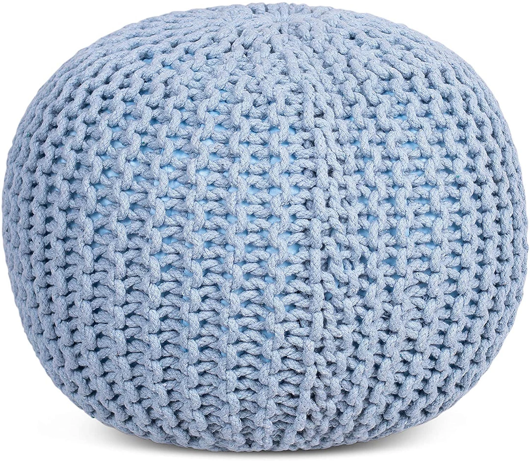 BIRDROCK HOME Round Pouf Foot Stool Ottoman - Knit Bean Bag Floor Chair - Cotton Braided Cord - Great For The Living Room, Bedroom And Kids Room - Small Furniture 12 BIRDROCK HOME Round Pouf Foot Stool Ottoman - Knit Bean Bag Floor Chair - Cotton Braided Cord - Great For The Living Room, Bedroom And Kids Room - Small Furniture