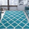 WRG Turquoise Blue White Soft Shag Area Rugs