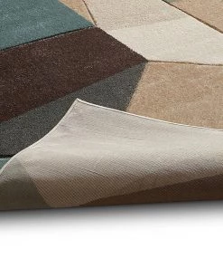 WW Modern Geometric Mint Blue Brown Beige Comfy Hand Carved Area Rugs All Area Rugs And Runners