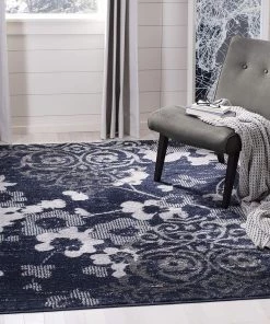 Modern Rugs And Decor Navy Blue Silver Contemporary Chic Damask Soft Area Rug All Area Rugs And Runners