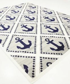 Unique All Area Rugs And Runners Loom Metro Collection Modern Nautical Geometric Anchor Gray Soft Area Rug