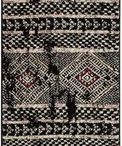 Safavieh Adirondack Collection ADR202Z Modern Boho Distressed Non-Shedding Stain Resistant Living Room Bedroom Soft Area Rug Black / Light Grey