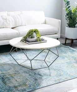 Unique Loom Baracoa Collection Bright Tones Vintage Traditional Light Blue Area Rug All Area Rugs And Runners