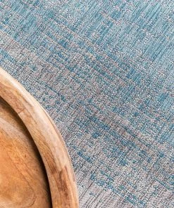 Unique Loom Vintage/ Distressed Rugs Outdoor Modern Collection Distressed Gradient Transitional Light Aqua