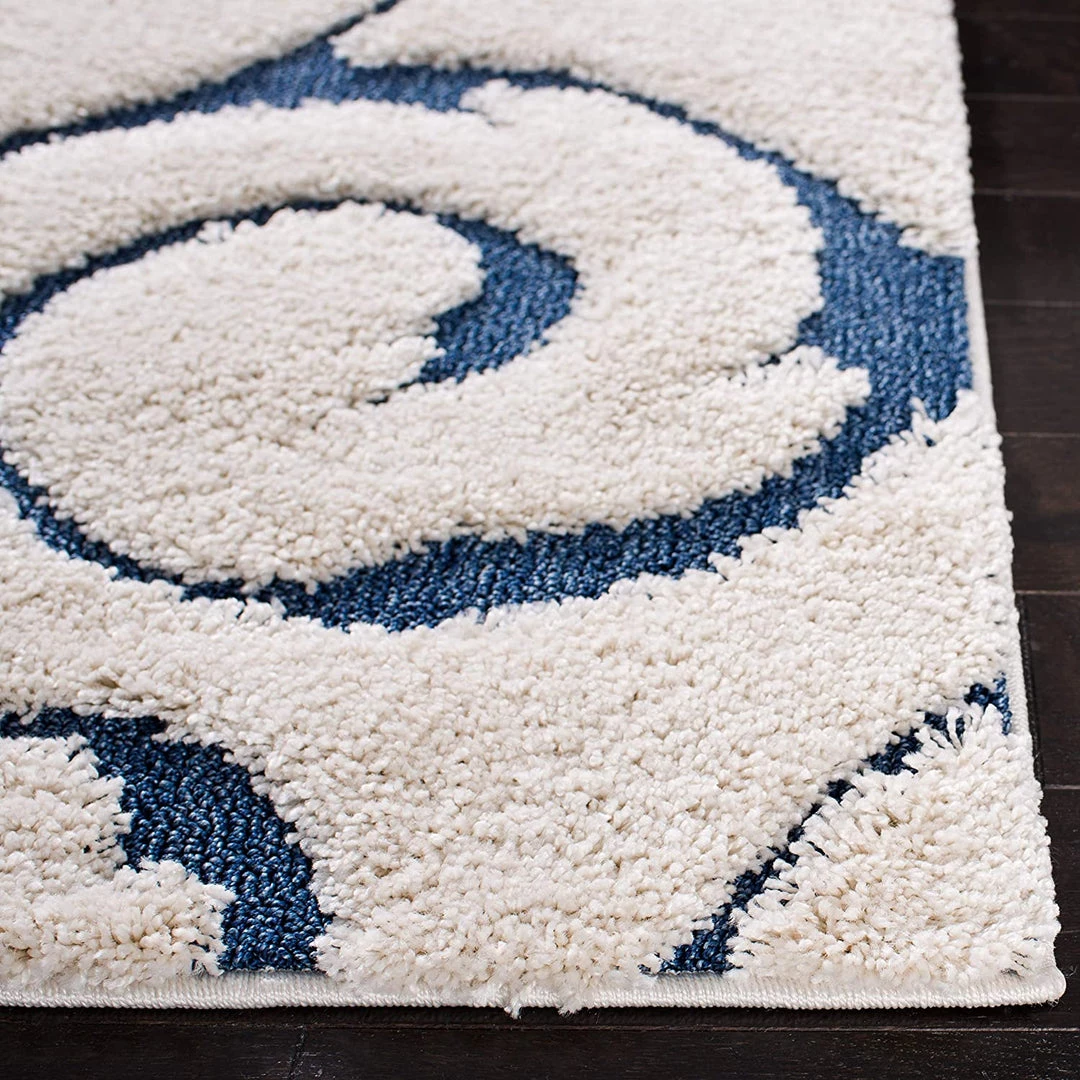 FAS All Area Rugs And Runners Premium Swirl Thick Plush Cream/Blue Area Shag Rug 3 FAS All Area Rugs And Runners Premium Swirl Thick Plush Cream/Blue Area Shag Rug