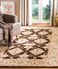Modern Rugs And Decor Safavieh Heritage Collection Handmade Traditional Oriental Premium Wool Area Rug, Espresso / Ivory All Area Rugs And Runners