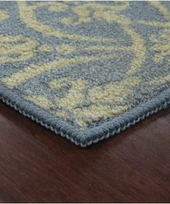 WW Maples Rugs Non Skid Hallway Entry Rugs Blue