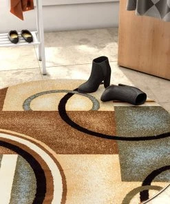 WW Modern Geometric Circles Light Blue Multi Soft Area Rugs 22 WW Modern Geometric Circles Light Blue Multi Soft Area Rugs