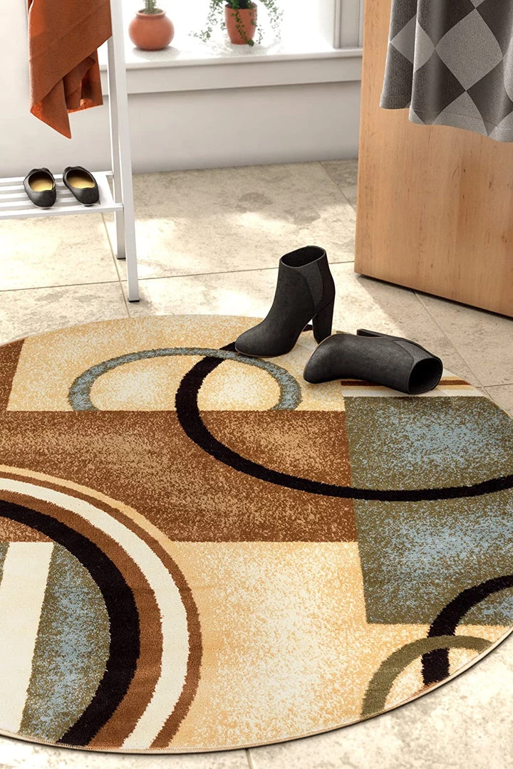 WW Modern Geometric Circles Light Blue Multi Soft Area Rugs 10 WW Modern Geometric Circles Light Blue Multi Soft Area Rugs