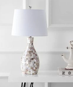 JONATHAN Verna 26.5" Seashell LED Table Lamp Ivory/Beige Lamps