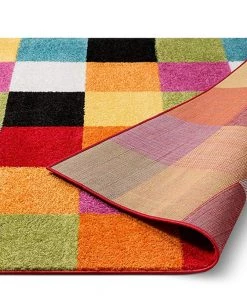 WW Geometric Squares Bright Multi-color Area Rugs