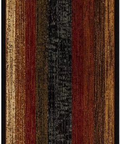FAS Geometric Bordered Black Brown Red Soft Area Rugs - Multiple Sizes All Area Rugs And Runners