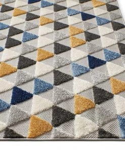 WRG All Area Rugs And Runners Geometric Triangles Blue Yellow High Traffic Stain Resistant Indoor Outdoor Area Rug 12 WRG All Area Rugs And Runners Geometric Triangles Blue Yellow High Traffic Stain Resistant Indoor Outdoor Area Rug