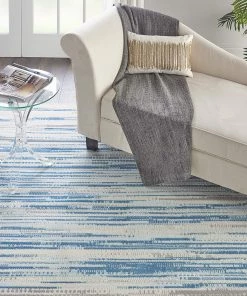 NOUR All Area Rugs And Runners Modern Coastal Blue Area Rug